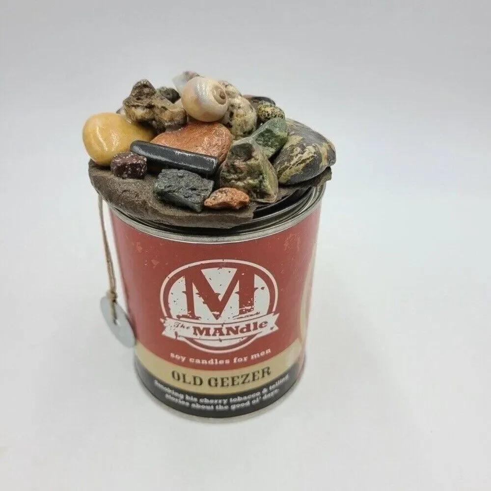 Eco Candle Co Soy Candle for Men The Mandle Old Geezer Paint Can Washer Rock Top